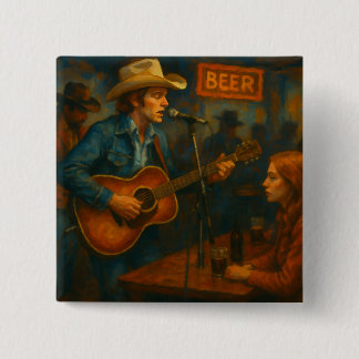 Honky-Tonk Nights Vierkante Button 5,1 Cm