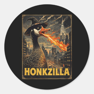 Honkzilla Goose Halloween Gekke Goose Horror Spook Ronde Sticker