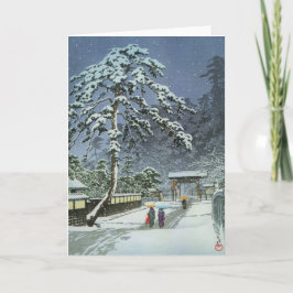 Honmonji Tempel in Sneeuw - Kawase Hasui 川瀬 巴水 Feestdagen Kaart