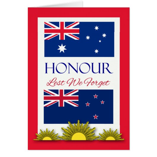 Honneur, de peur que nous oublions, Australie Nouv (Devant)