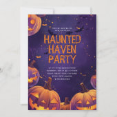 Honneur violet Haunted Haven Halloween Invitation  (Devant)