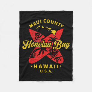 Honolua Bay Hawaii Strand Surfen Vintage Retro Fleece Deken