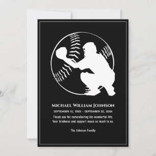 Honolulu Baseball Catcher Rouw Herdenking Zwart Wi Bedankkaart