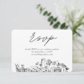 Honolulu Bruiloft Minimalistische Schets RSVP Informatiekaartje (Staand voorkant)