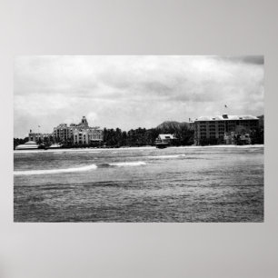 Honolulu, HA - Uitzicht van Moana & Royal Hawaiian Poster