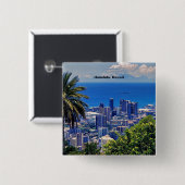 Honolulu, Hawaï pittoresk stadsbeeld Vierkante Button 5,1 Cm (Voorkant /achterkant)