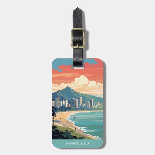 Honolulu Hawaï reizen bagage labels (Voorkant verticaal)