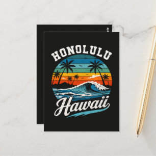 Honolulu Hawaï Surferszonsondergang Briefkaart