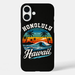 Honolulu Hawaï Surferszonsondergang iPhone 16 Plus Hoesje