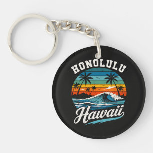 Honolulu Hawaï Surferszonsondergang Sleutelhanger