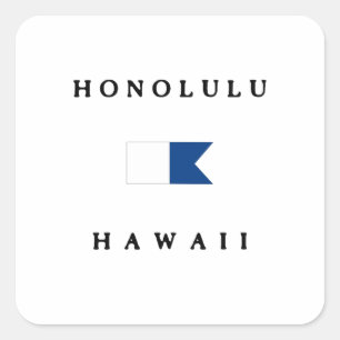 Honolulu Hawaii Alpha Dive Flag Vierkante Sticker
