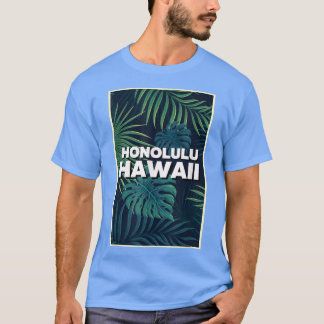 Honolulu Hawaii Beaches Palm Leaves Summer Art  T-shirt