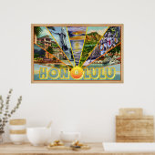 Honolulu Hawaii  briefkaart Poster (Keuken)