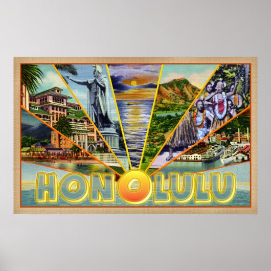 Honolulu Hawaii  briefkaart Poster (Voorkant)