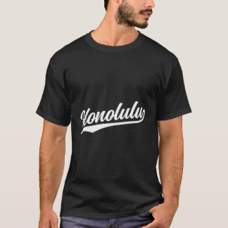 Honolulu Hawaii Cool Retro Script jaren 70 Wit Tek T-shirt