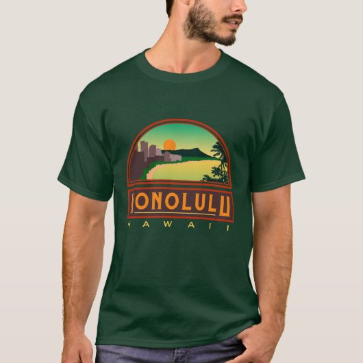 Honolulu Hawaii Green T-Shirt (Voorkant)