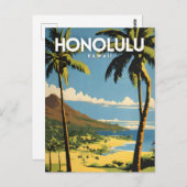 Honolulu Hawaii nostalgische vintage reizen Briefkaart (Voorkant / Achterkant)