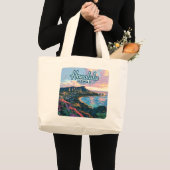 Honolulu Hawaii Oahu Waikiki Beach Diamondhead Grote Tote Bag (Voorkant (product))