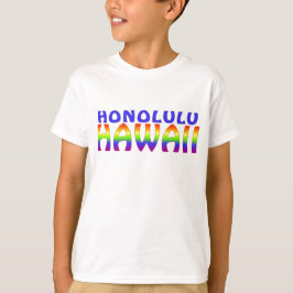 Honolulu Hawaii regenboog woorden jongens shirt