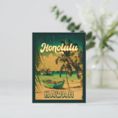Honolulu Hawaii Retro Palmbomen 60s Briefkaart (Staand voorkant)