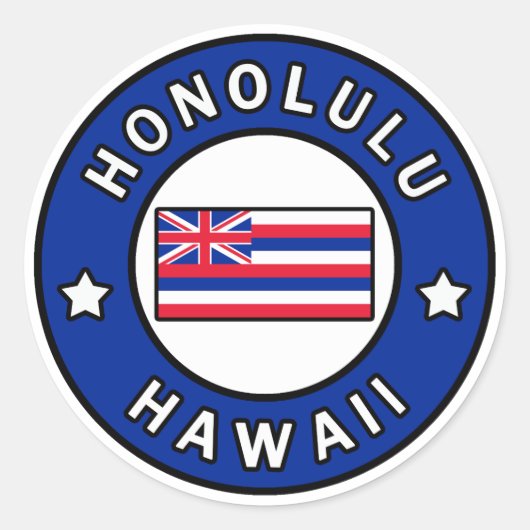 Honolulu Hawaii Ronde Sticker (Voorkant)