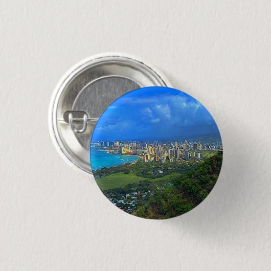 Honolulu, Hawaii Skyline #1 Button (Voorkant /achterkant)