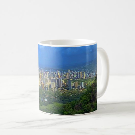 Honolulu, Hawaii Skyline #1 Mug (Devant droit)