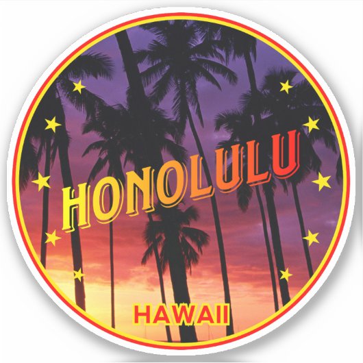 Honolulu Hawaii Sticker (Voorkant)