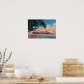 Honolulu Hawaii - Sunset on Diamond Head Poster (Keuken)