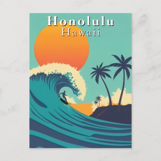 Honolulu Hawaii  Surfen Reizen Briefkaart (Voorkant)