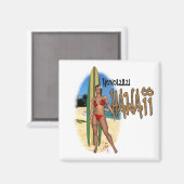 Honolulu Hawaii Surfer Girl Magnet (Recto/Verso)