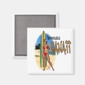 Honolulu Hawaii Surfer Meisje Magnet Magneet (Voorkant / Achterkant)