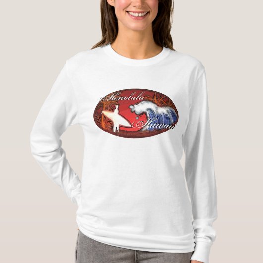Honolulu Hawaii surfer vagues art dames sweat - sh (Devant)