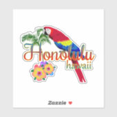 Honolulu Hawaii Tropical Parrot Sticker (Vel)