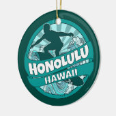 Honolulu Hawaii turquoise surfer logo ornement (Gauche)