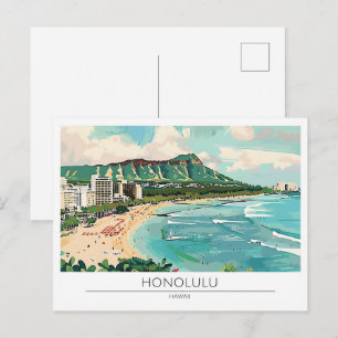 Honolulu Hawaii Verenigde Staten Vintage Kunst Rei Briefkaart