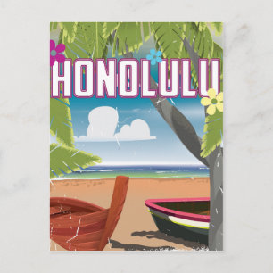 Honolulu, Hawaii, VS vintage reisposter. Briefkaart