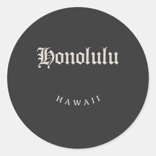 Honolulu Hawaii White Font Ronde Sticker (Voorkant)