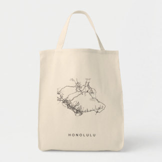 Honolulu HI Minimalist City Street Map Dark Design Tote Bag