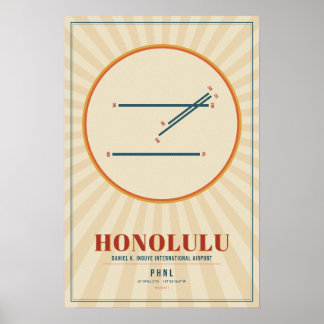 Honolulu HNL Luchthaven Startbaan Poster | Retro