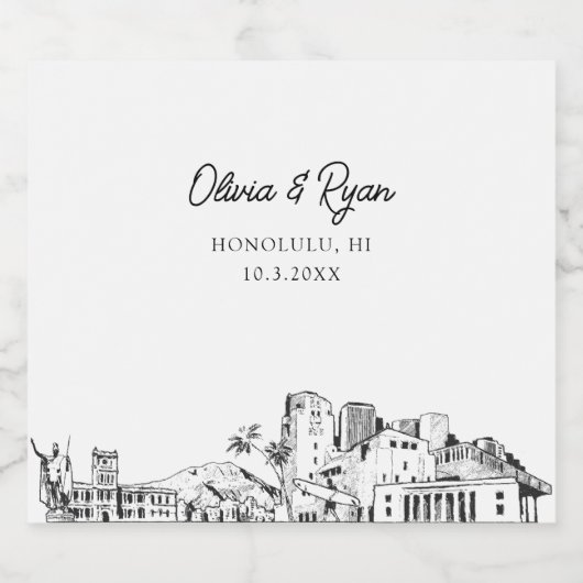 Honolulu Mariage Champagne Étiquette (Étiquettes simples)