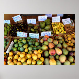 Honolulu-markt voor fruit poster