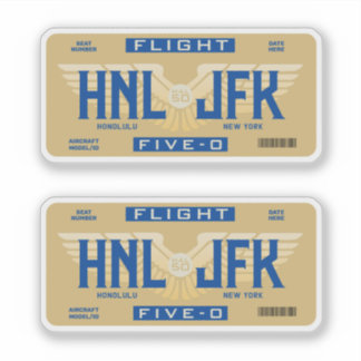 Honolulu naar New York Vlucht 5-0 Sticker