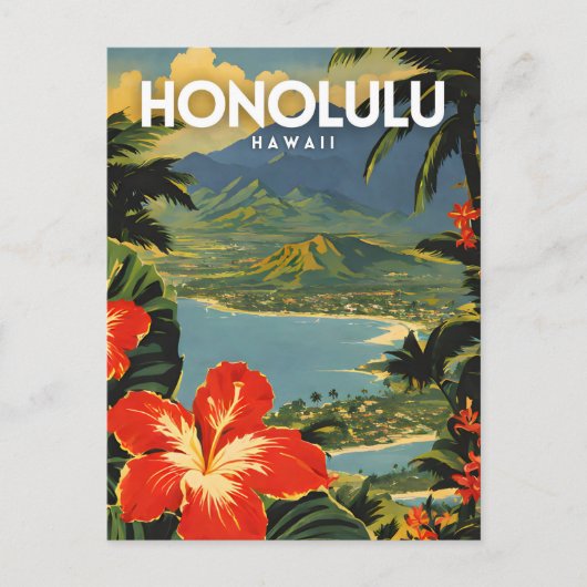 Honolulu Nostalgic Briefkaart (Voorkant)