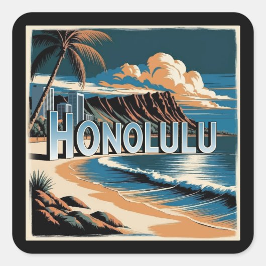 Honolulu O’aho Hawaii Vierkante Sticker (Voorkant)