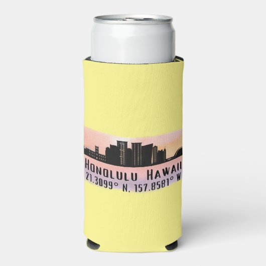 Honolulu Silhouette Breedtegraad en Lengtegraad (Seltzer Voorkant)