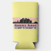 Honolulu Silhouette Breedtegraad en Lengtegraad (Achterkant)