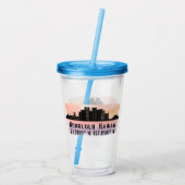 Honolulu Skyline Latitude en Lengtegraad Acryl Drinkbeker (Achterkant)