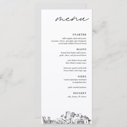 Honolulu Skyline Modern Mariage Diner Menu (Devant / Derrière)