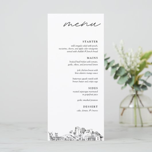 Honolulu Skyline Modern Mariage Diner Menu (Debout devant)